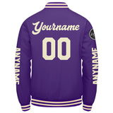 Custom Purple Cream Varsity Jackets for Men Women Youth Personalized Letterman Jackets