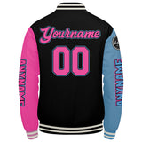 Custom Black Light Blue Pink Varsity Jackets for Men Women Youth Personalized Letterman Jackets