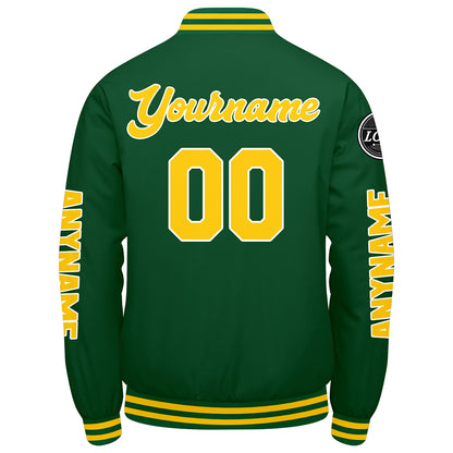 Custom Green Yellow Varsity Jackets for Men Women Youth Personalized Letterman Jackets