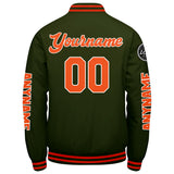 Custom Olive Green Orange Varsity Jackets for Men Women Youth Personalized Letterman Jackets