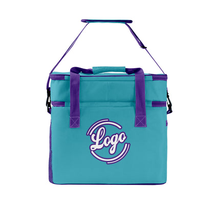Custom Teal Purple Double Layer Insulated Cooler Bag - 600D Oxford Waterproof Picnic Tote for Camping, Hiking & BBQ - Large Capacity Thermal Lunch Bag