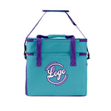 Custom Teal Purple Double Layer Insulated Cooler Bag - 600D Oxford Waterproof Picnic Tote for Camping, Hiking & BBQ - Large Capacity Thermal Lunch Bag