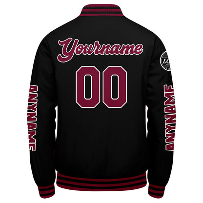 Custom Crimson Black Varsity Jackets for Men Women Youth Personalized Letterman Jackets