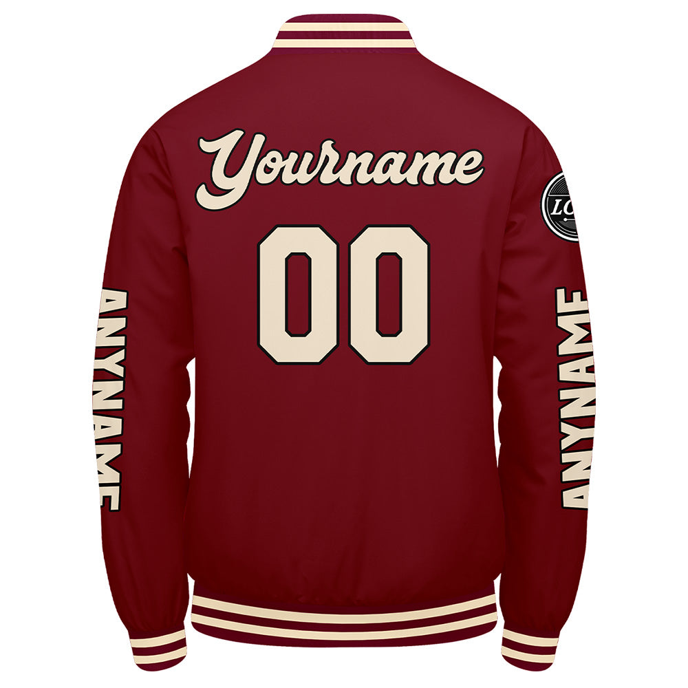 Custom Crimson Cream Varsity Jackets for Men Women Youth Personalized Letterman Jackets