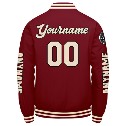 Custom Crimson Cream Varsity Jackets for Men Women Youth Personalized Letterman Jackets
