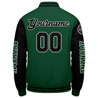 Custom Green Black Varsity Jackets for Men Women Youth Personalized Letterman Jackets