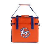 Custom Orange Dark Blue Double Layer Insulated Cooler Bag - 600D Oxford Waterproof Picnic Tote for Camping, Hiking & BBQ - Large Capacity Thermal Lunch Bag