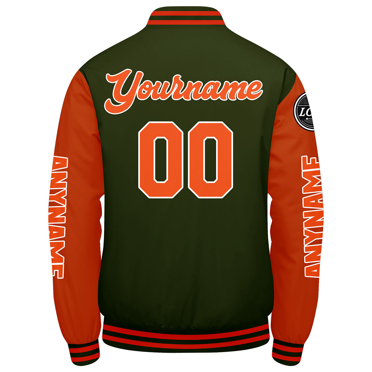 Custom Olive Green Orange Varsity Jackets for Men Women Youth Personalized Letterman Jackets