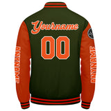 Custom Olive Green Orange Varsity Jackets for Men Women Youth Personalized Letterman Jackets