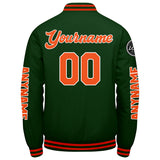 Custom Dark Green Orange Varsity Jackets for Men Women Youth Personalized Letterman Jackets