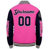 Custom Pink Navy Varsity Jackets for Men Women Youth Personalized Letterman Jackets