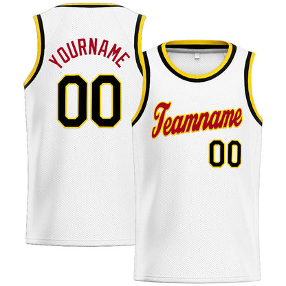 Custom Stitched Basketball Jersey for Men, Women And Kids White-Red-Black-Yellow