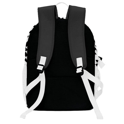 Custom Black White Basketball Soccer Backpack Personalized Player Names Numbers Team Logo #BB-0919-0001