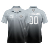 Custom Gray Black Football Gradient Polo Shirts  Add Your Unique Logo/Name/Number