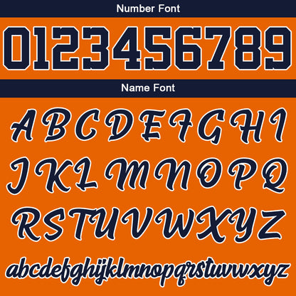 Custom Navy Orange Hoodie Personalized Mens Pullover Hoodie Printed Team Name Number Logo for Women