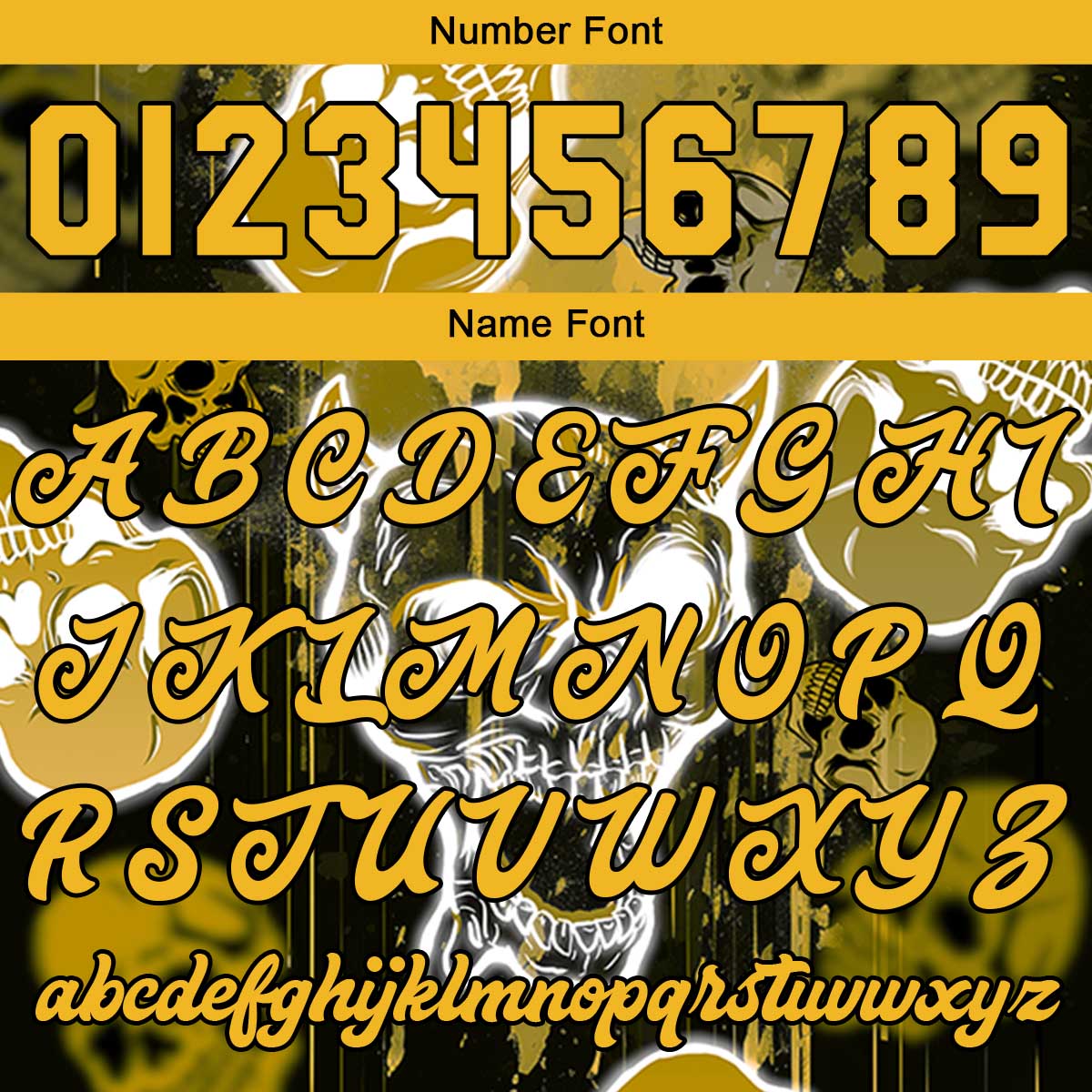 Custom Blurred Skeleton & Yellow Varsity Jacket for Men Women and Youth with Personalized Letterman Jacket