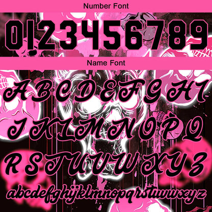 Custom Blurred Skeleton & Pink Varsity Jacket for Men Women and Youth with Personalized Letterman Jacket