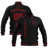 Custom Black Red Waterproof Varsity Jackets Personalized Stitched Name Number Logo to Letterman Jackets