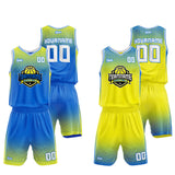 Custom Reversible Basketball Suit for Adults and Kids Blue-Yellow