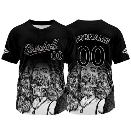 Custom Black Baseball Jersey Print Personalized Name, Number and Logo