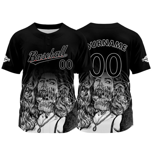Custom Black Baseball Jersey Print Personalized Name, Number and Logo