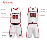 Custom White Black Red Basketball Jersey Uniform Suit Printed Your Logo Name Number
