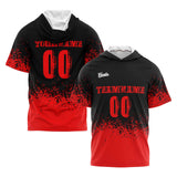 Custom Black Red Hooded T-Shirt Short Sleeve Hoodies for Men Women Shirts with Hoods Printed Name Logo