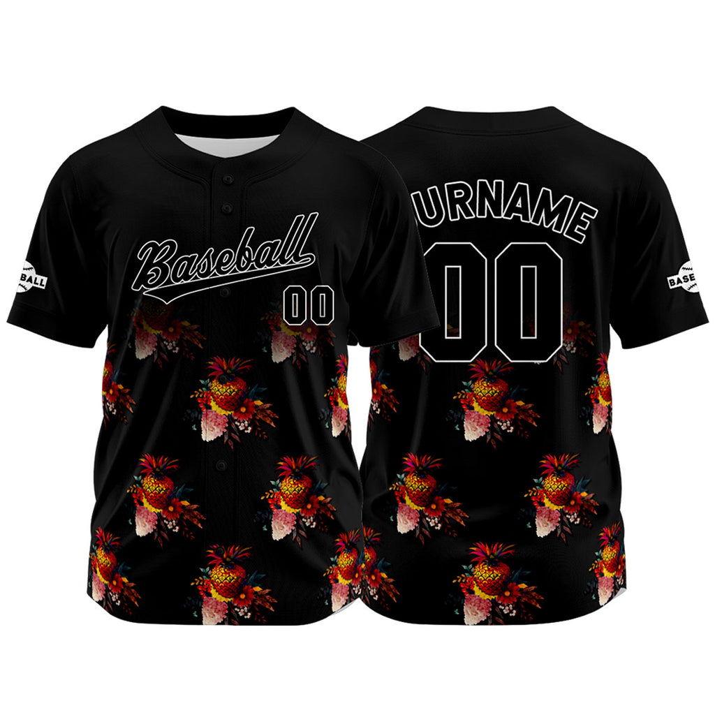 Custom Black Baseball Jersey Print Personalized Name, Number and Logo