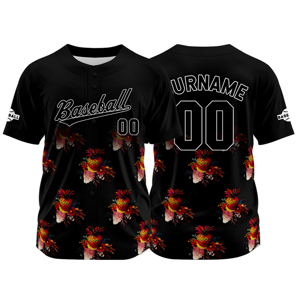 Custom Black Baseball Jersey Print Personalized Name, Number and Logo