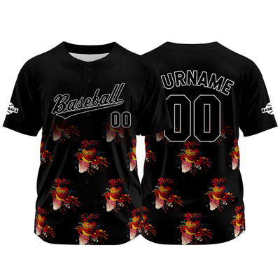 Custom Black Baseball Jersey Print Personalized Name, Number and Logo