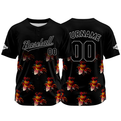 Custom Black Baseball Jersey Print Personalized Name, Number and Logo