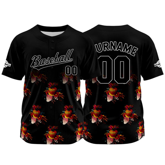 Custom Black Baseball Jersey Print Personalized Name, Number and Logo