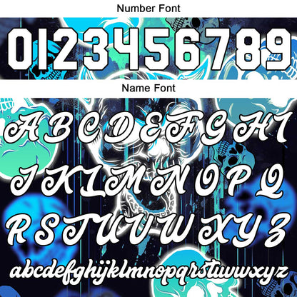 Custom Blurred Skeleton & Blue Varsity Jacket for Men Women and Youth with Personalized Letterman Jacket