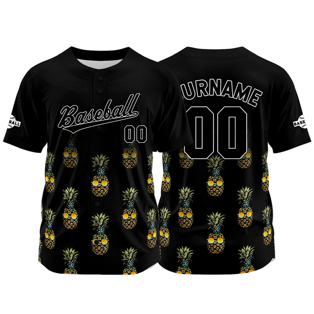 Custom Black Baseball Jersey Print Personalized Name, Number and Logo
