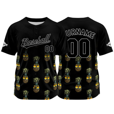 Custom Black Baseball Jersey Print Personalized Name, Number and Logo