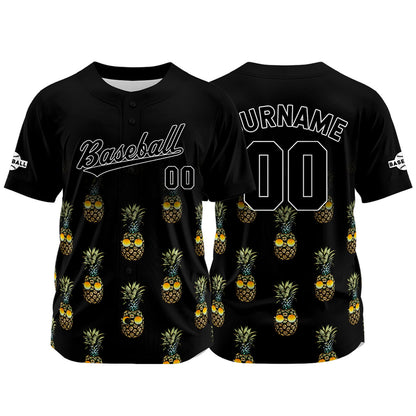 Custom Black Baseball Jersey Print Personalized Name, Number and Logo
