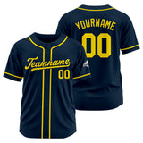 Custom Baseball Jersey Stitched Design Personalized Hip Hop Baseball Shirts Navy-Yellow