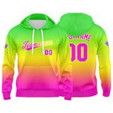 Custom Gradient Hoodie For Man Woman Girl Boy Print Your Logo Name Number Green Yellow  Pink