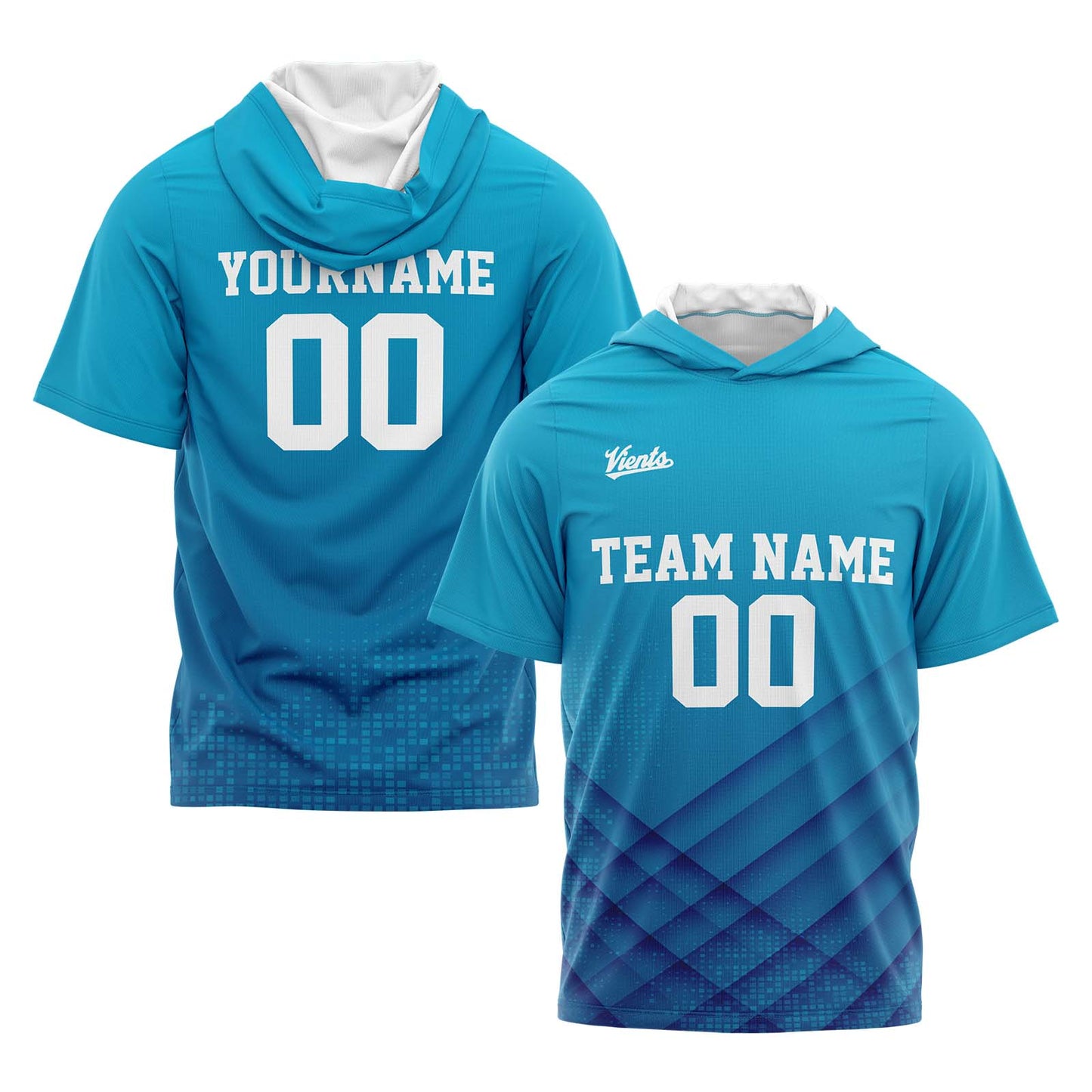 Custom Aqua Short Sleeve Hoodies for Men Women Shirts with Hoods Printed Name Logo