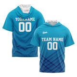 Custom Aqua Short Sleeve Hoodies for Men Women Shirts with Hoods Printed Name Logo