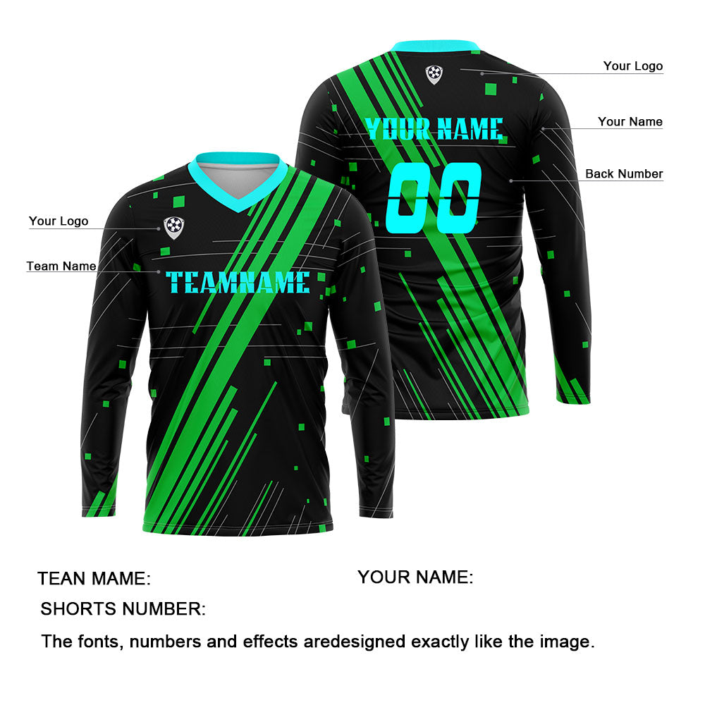 Custom Green Cyan Basketball Soccer Football Shooting Long T-Shirt for Adults and Kids
