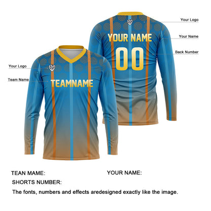 Custom Blue Orange Basketball Soccer Football Shooting Long T-Shirt for Adults and Kids