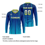 Custom Blue Green Basketball Soccer Football Shooting Long T-Shirt for Adults and Kids