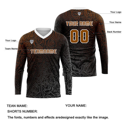 Custom Brown Basketball Soccer Football Shooting Long T-Shirt for Adults and Kids