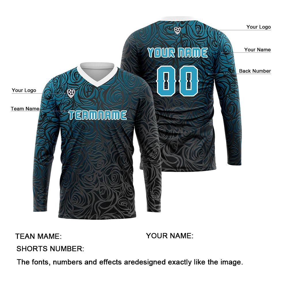 Custom Blue Basketball Soccer Football Shooting Long T-Shirt for Adults and Kids