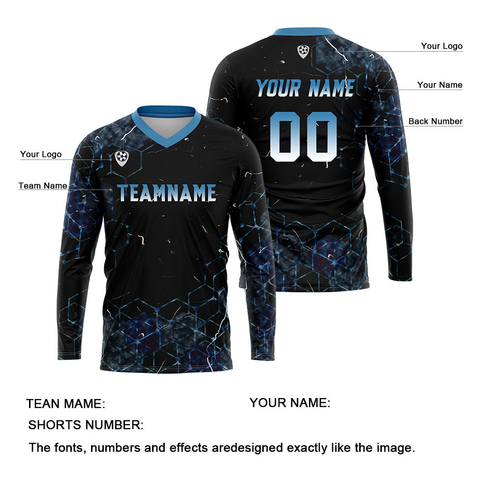 Custom Blue Basketball Soccer Football Shooting Long T-Shirt for Adults and Kids