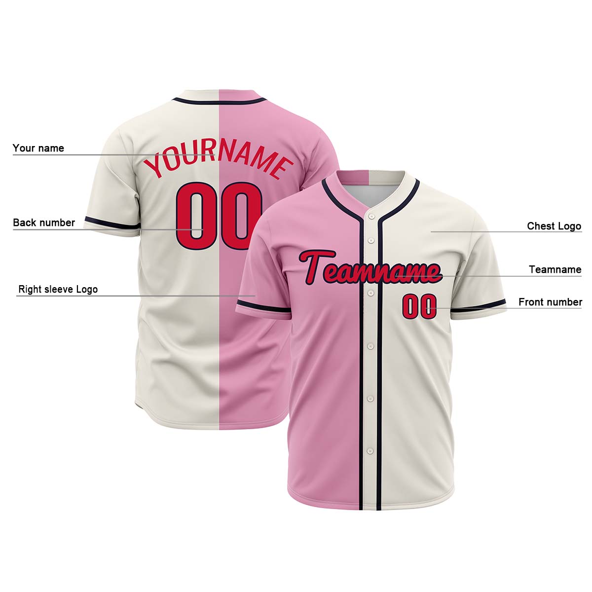 Custom Pink Off White Hip Hop Baseball Jersey Stitched Printed - Personalized Name Number Shirts #BB-0919-0085