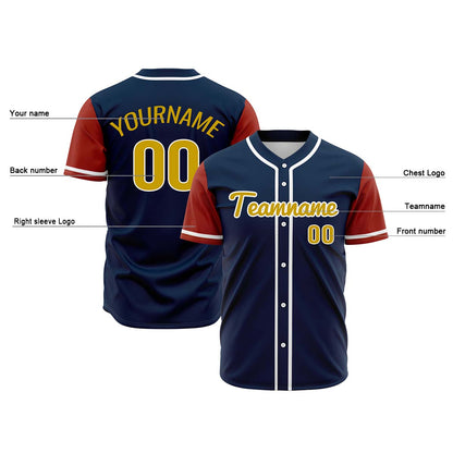 Custom Dark Blue Red Hip Hop Baseball Jersey Stitched Printed - Personalized Name Number Shirts #BB-0919-0054