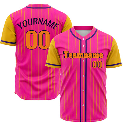 Custom Pink Yellow Hip Hop Baseball Jersey Stitched Printed - Personalized Name Number Shirts #BB-0919-0086