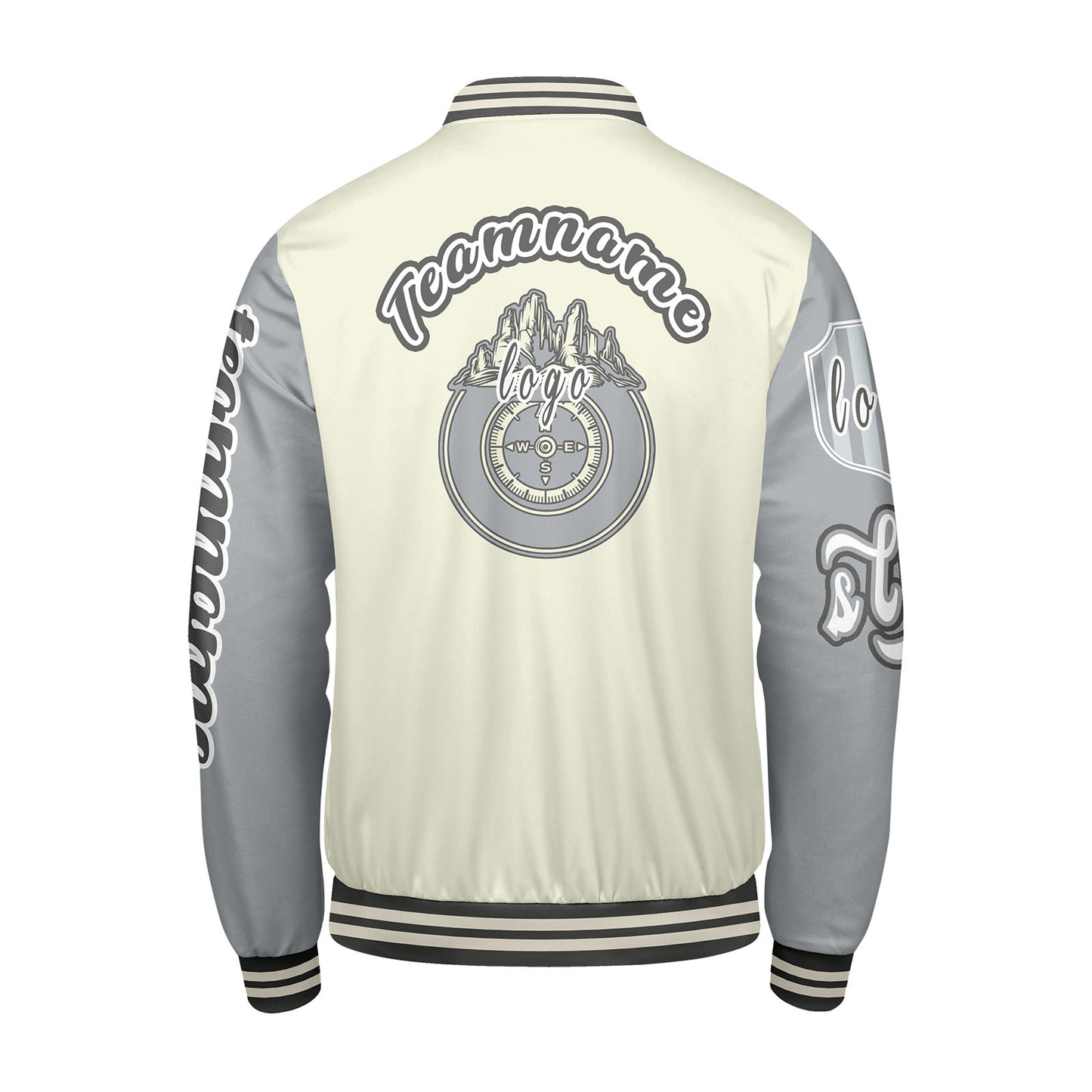 Custom White Grey Letterman Varsity Jacket Personalized Embroidery Printing